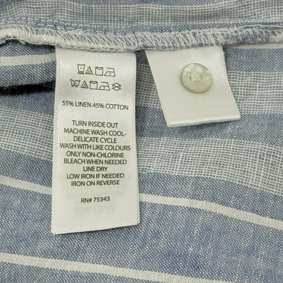Sigrid Olsen Linen Blouse Top Women Size S Stripe Collar Oversized Loose Relaxed - Picture 8 of 11